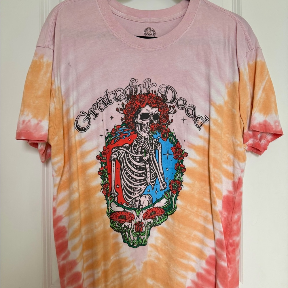 Grateful Dead Skeleton Tie-Dye Shirt - Pink, Orange
